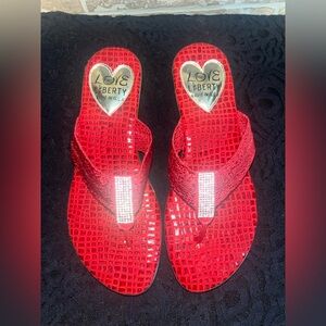 Love & Liberty Red Sandals with Rhinestones